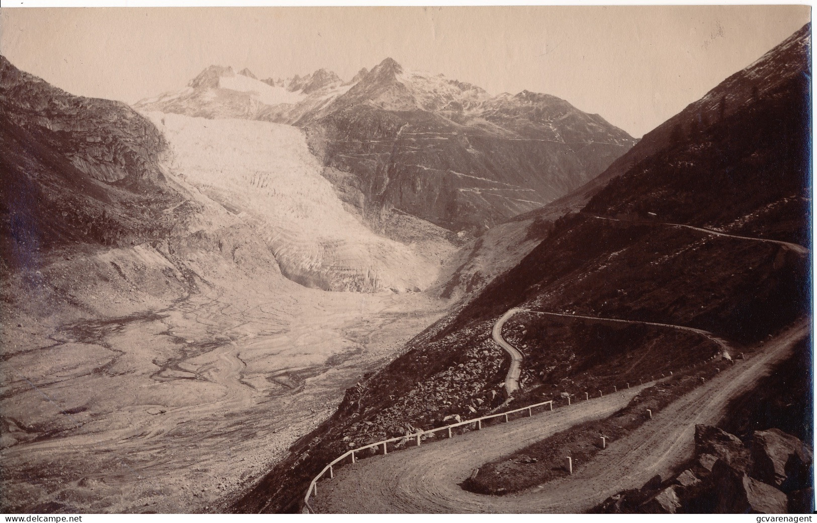 SUISSE - ALBUMEN PHOTO +- 1880 A 1900  = GLACIER DU RHONE FURKAHORN = 22 X 14  CM  =  2 SCANS - Orte