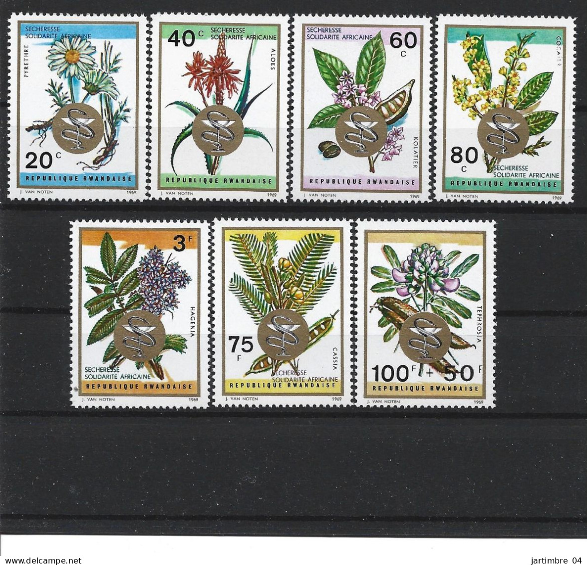 1969 RWANDA 311-18 ** Plantes Médicinales - Nuevos