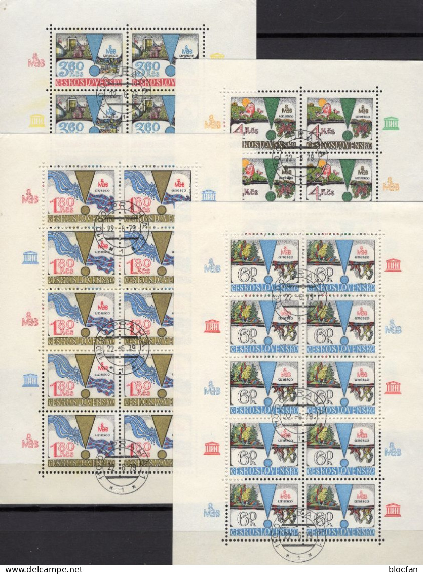 Umwelt 1979 CSSR 2512/5 In 4x 10-Kleinbogen O 30€ Intakter Wald Wasser Stadt Natur UNESCO Sheetlets Bf Tschechoslowakei - Used Stamps