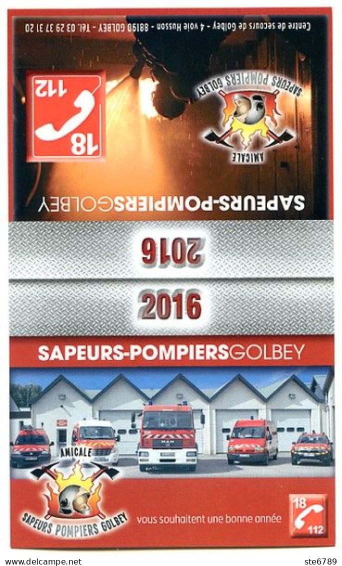 Mini Calendrier 2016 Sapeurs Pompiers Vosges 88 Golbey - Petit Format : 2001-...