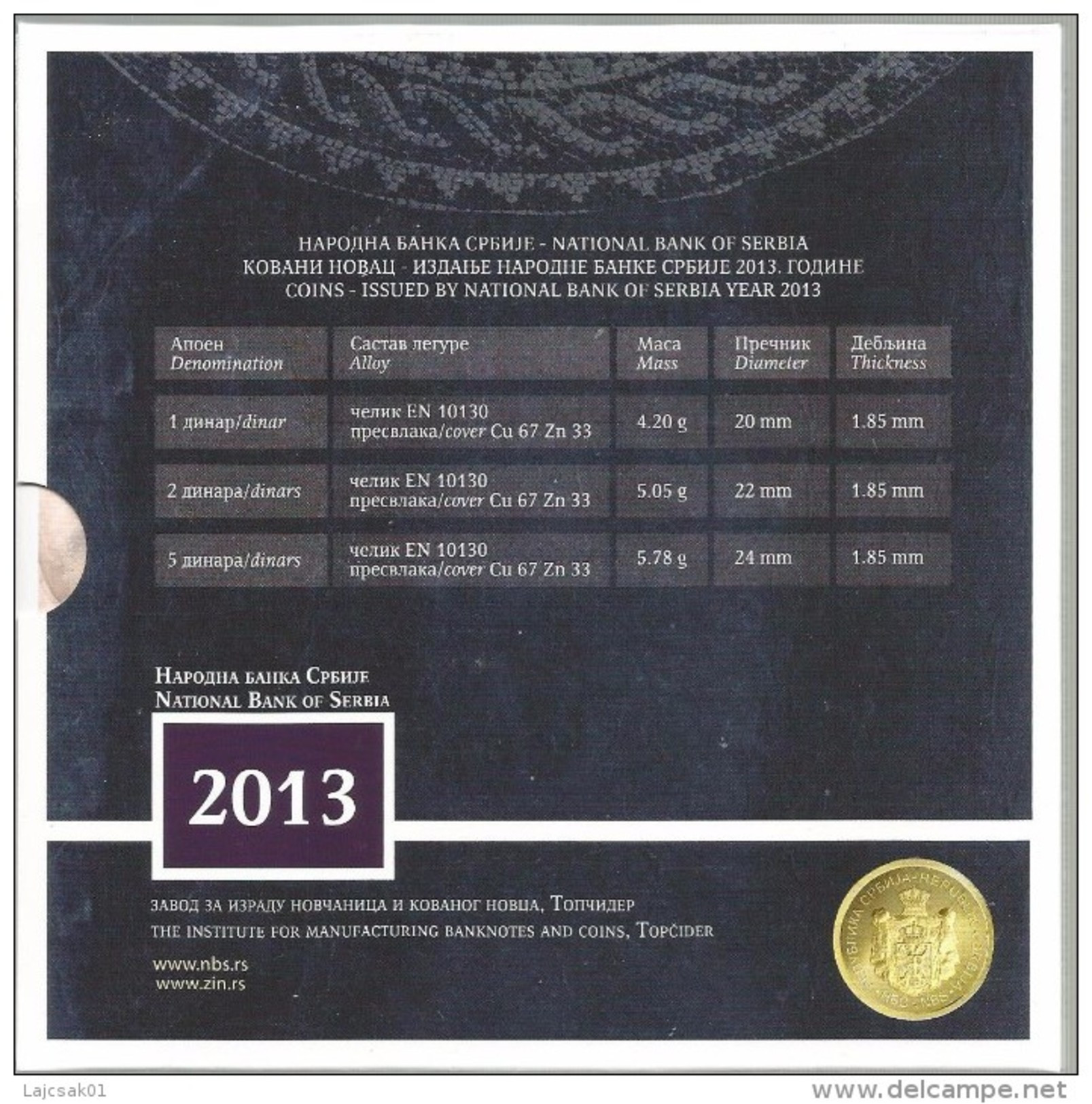 Serbia 2013. Mint Coin Set 17 CENTURIES OF THE EDICT OF MILAN 313-2013. - Serbie