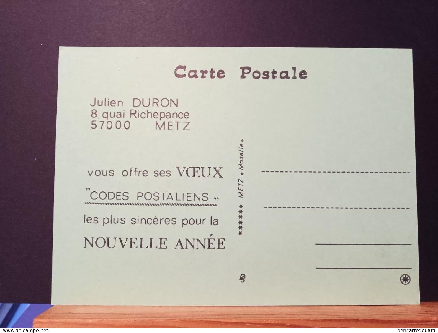 Code Postal, Carte Postale De Voeux 1981 Repiquée, Neuve - Brieven En Documenten