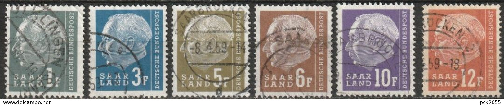 Saarland 1958 MiNr.409 - 414   O Gestempelt  Bundespräsident Theodor Heuss ( EK206/3 ) - Gebruikt