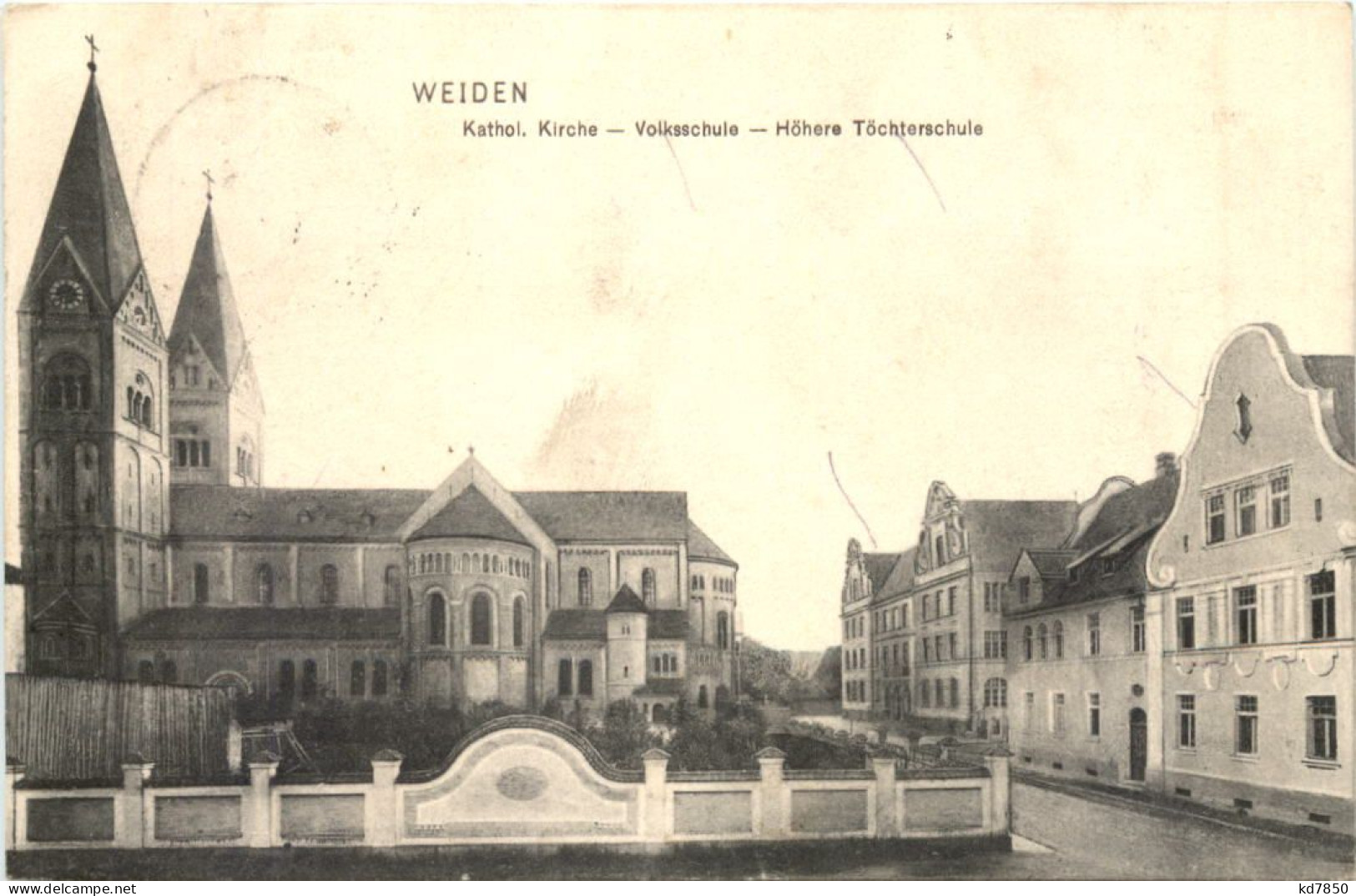 Weiden - Volksschule - Kath. Kirche - Weiden I. D. Oberpfalz