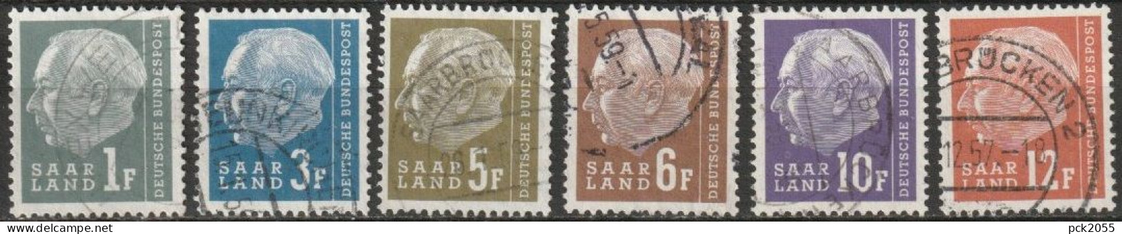 Saarland 1958 MiNr.409 - 414   O Gestempelt  Bundespräsident Theodor Heuss ( EK206/5 ) - Oblitérés