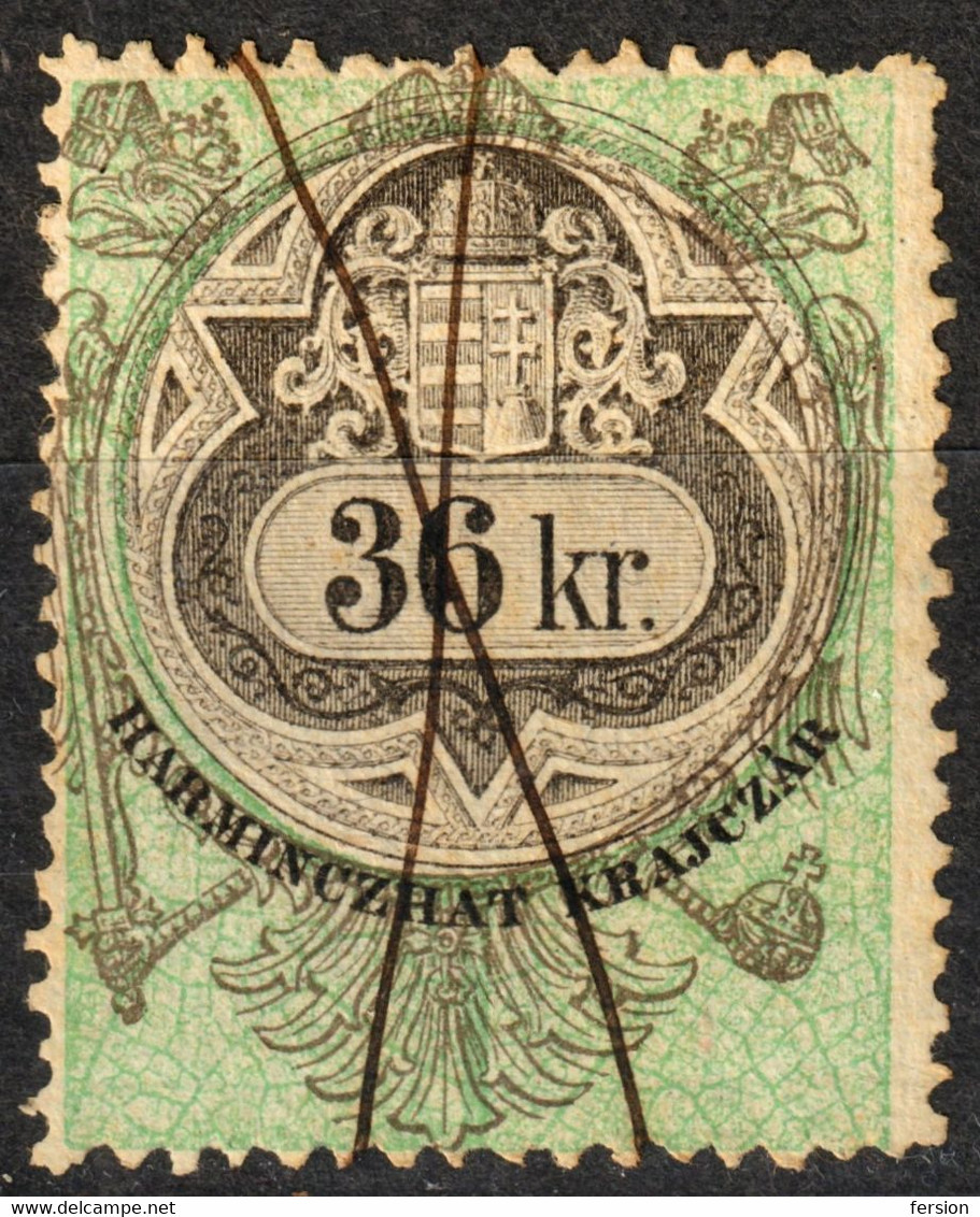 1868 1870 CROATIA SERBIA BANAT HUNGARY AUSTRIA KuK K.u.K Overprint Military Border District Revenue Stamp - 36 Kr. - Fiscaux