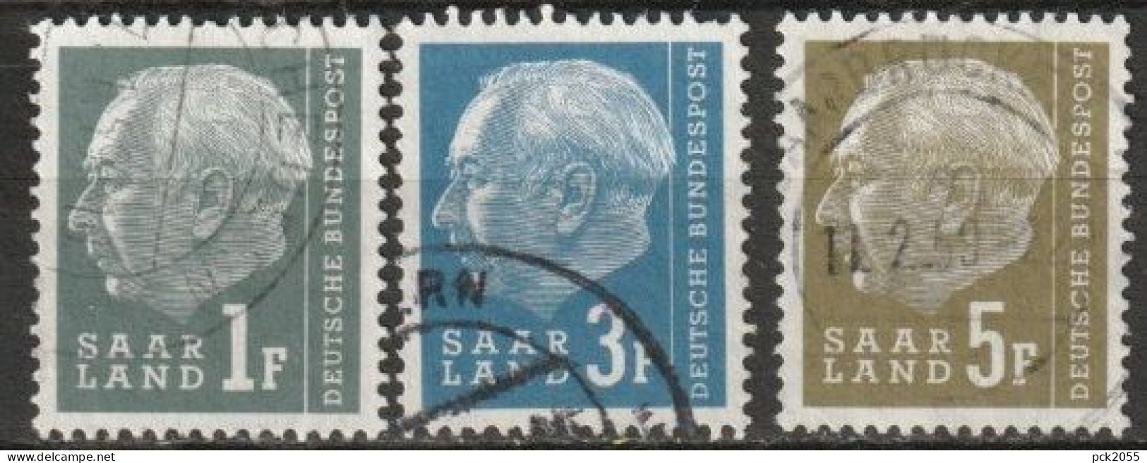 Saarland 1958 MiNr.409,410 - 411   O Gestempelt  Bundespräsident Theodor Heuss ( A1355 ) - Gebruikt