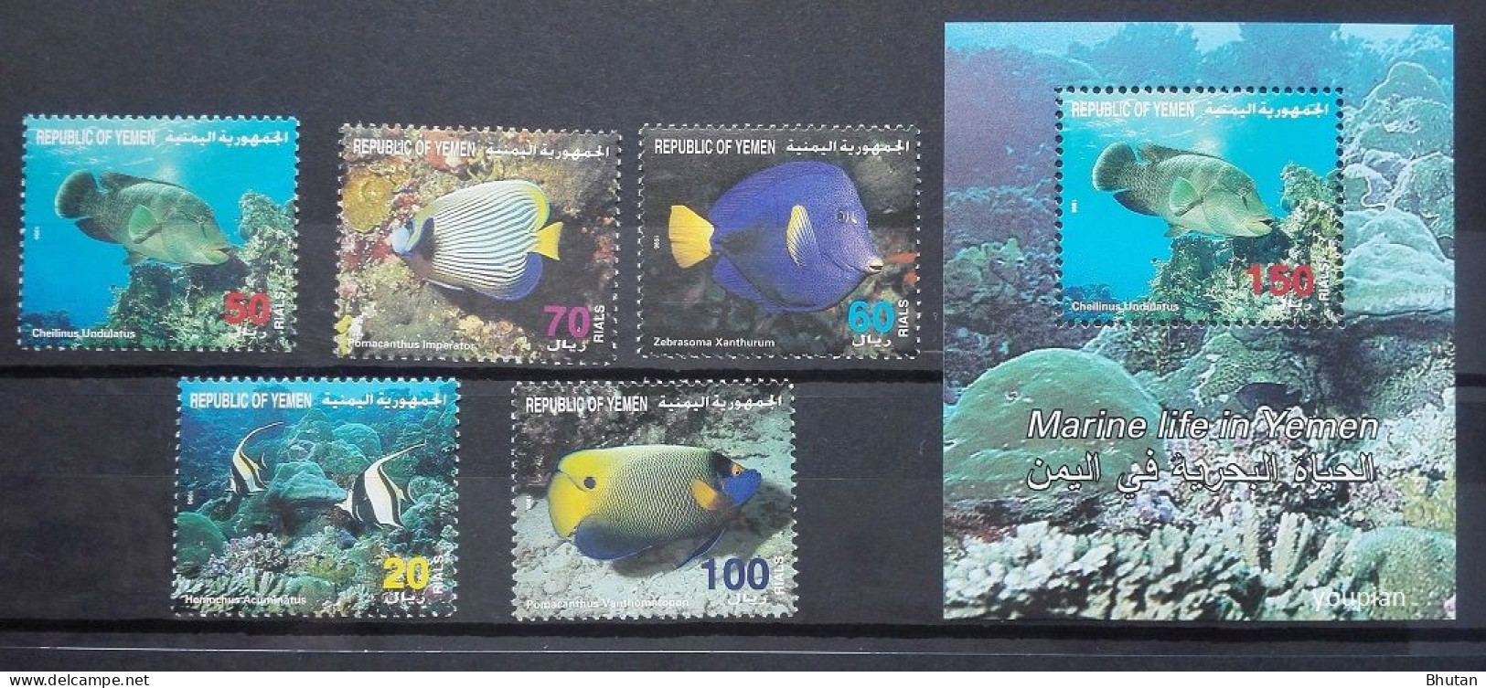 Yemen 1996, Marine Life Of Yemen, MNH S/S And Stamps Set - Yemen