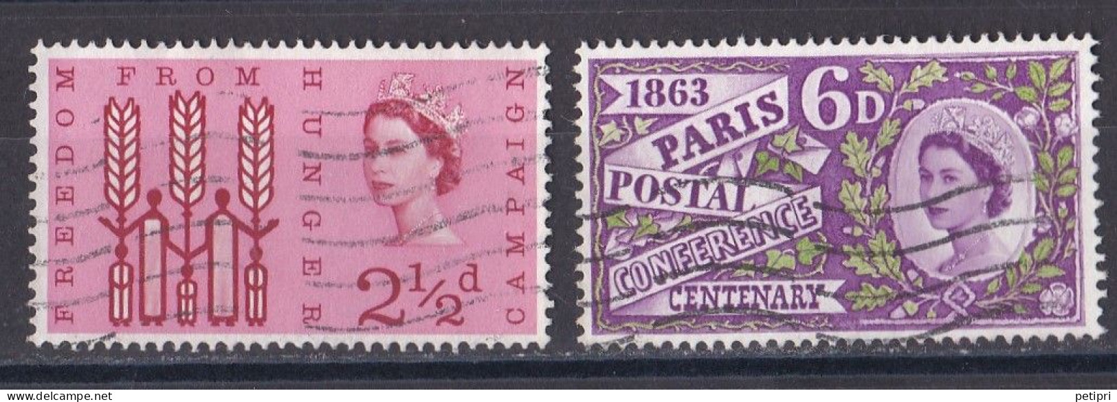 Grande Bretagne - 1952 - 1971 -  Elisabeth II -  Y&T N °  370  Et  372  Oblitérés - Gebraucht