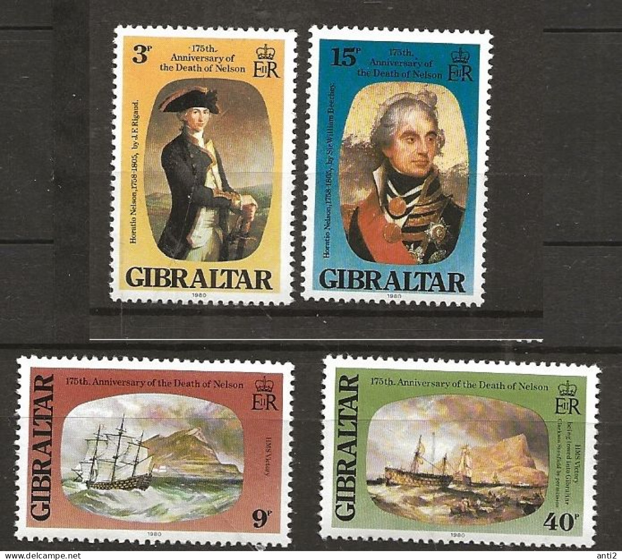 Gibraltar 1980 175th Anniversary Of The Death Of Lord Horatio Nelson  Mi 409-412  MNH(**) - Gibraltar