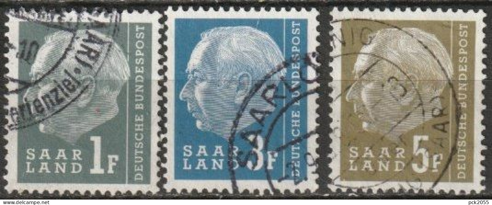 Saarland 1958 MiNr.409,410 - 411   O Gestempelt  Bundespräsident Theodor Heuss ( A1361 ) - Gebruikt
