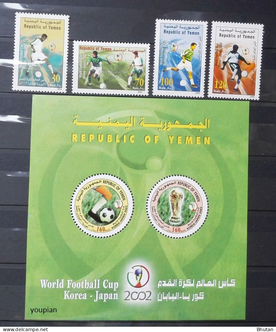 Yemen 2002, World Football Cup Korea - Japan, MNH Unusual S/S And Stamps Set - Yemen