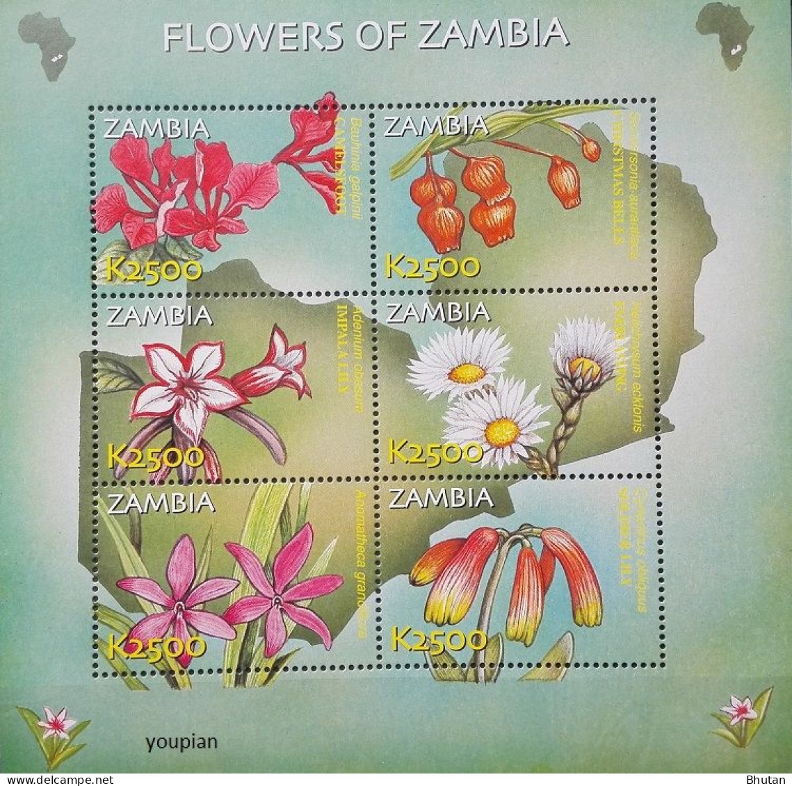 Zambia 2002, Flowers Of Zambia, MNH S/S - Zambie (1965-...)