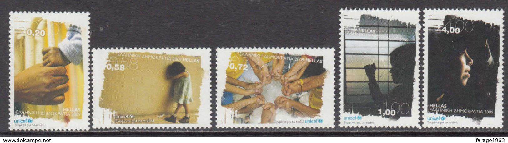 2009 Greece UN Convention Rights Of The Child Complete Set Of 5 MNH @ BELOW Face Value - Nuovi