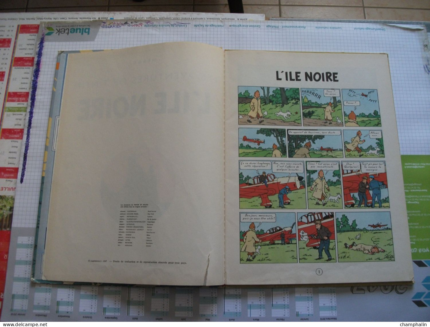 Hergé - Les Aventures de Tintin - L'Ile Noire - Ed Casterman - Réf. Série B 36 (1966) - Voir état & description