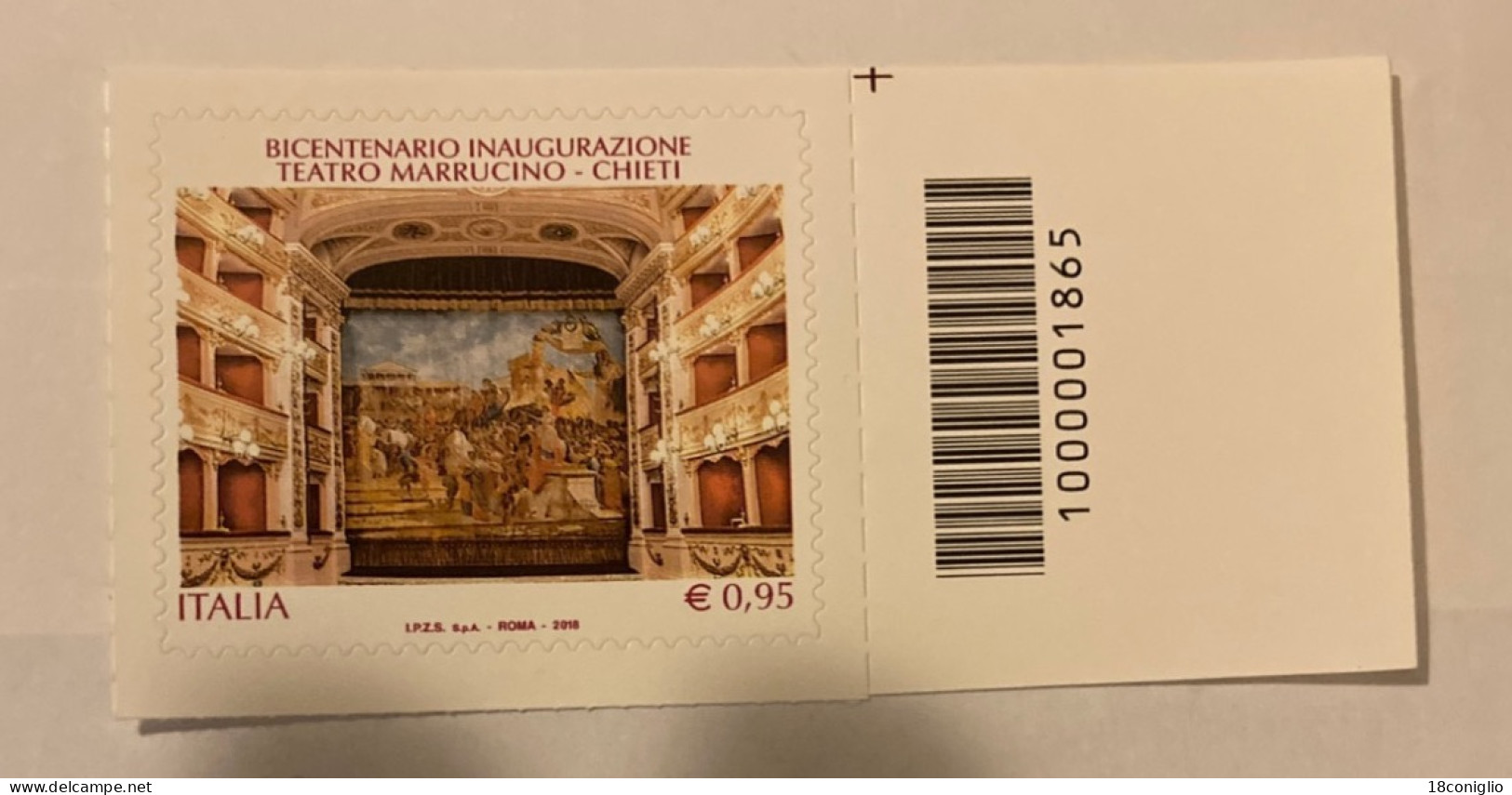 Italia 2018 Codice A Barre 1865 Teatro Marrucino CHIETI Mnh - Codici A Barre