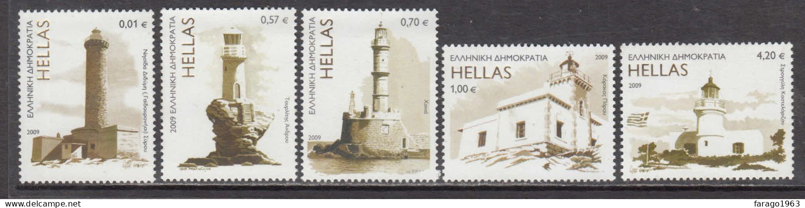 2009 Greece Lighthouses Complete Set Of 5 MNH - Nuovi