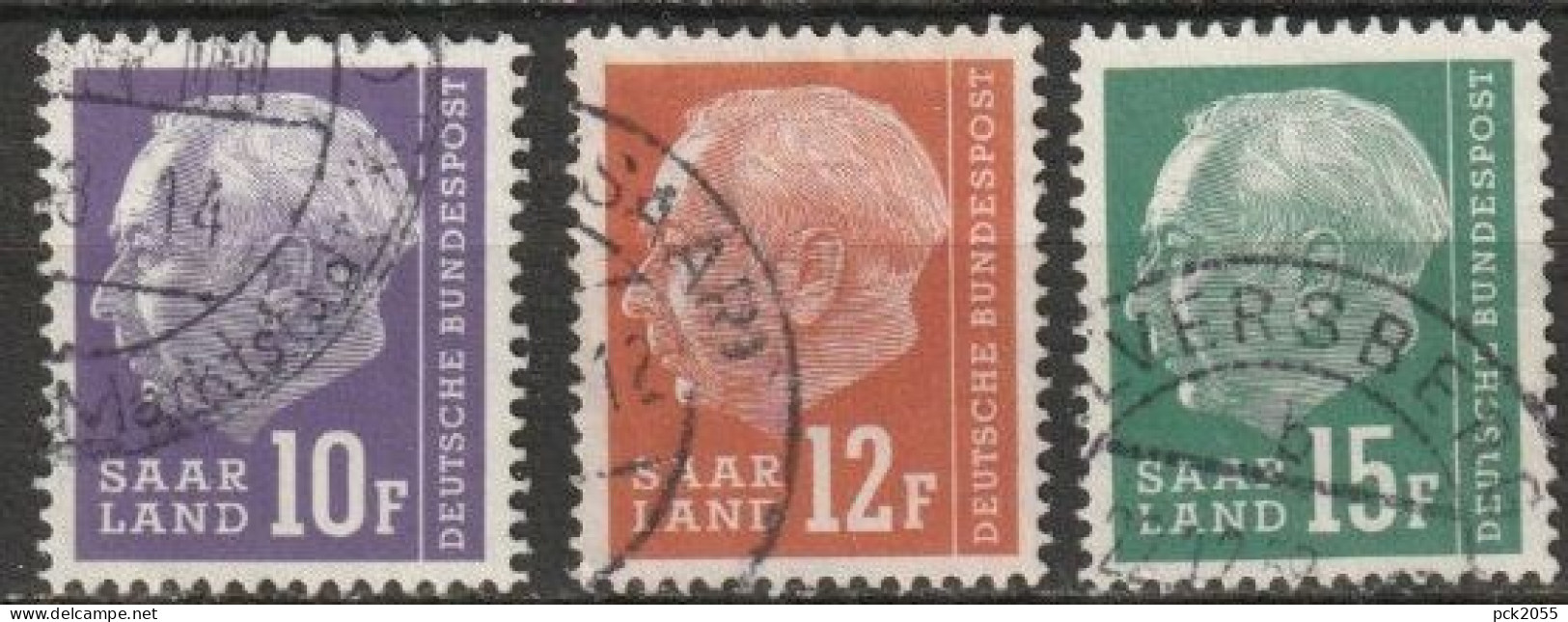 Saarland 1958 MiNr.413,414 - 415  O Gestempelt  Bundespräsident Theodor Heuss ( A1405 ) - Oblitérés