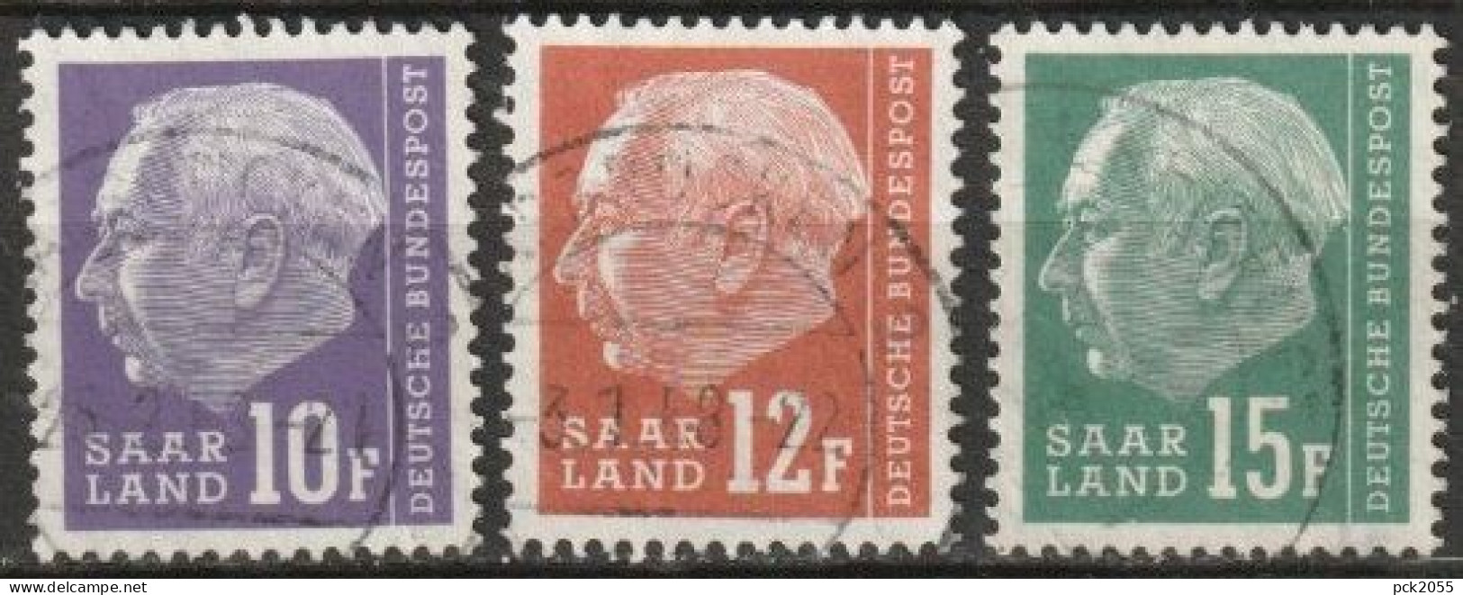 Saarland 1958 MiNr.413,414 - 415  O Gestempelt  Bundespräsident Theodor Heuss ( A1412 ) - Oblitérés