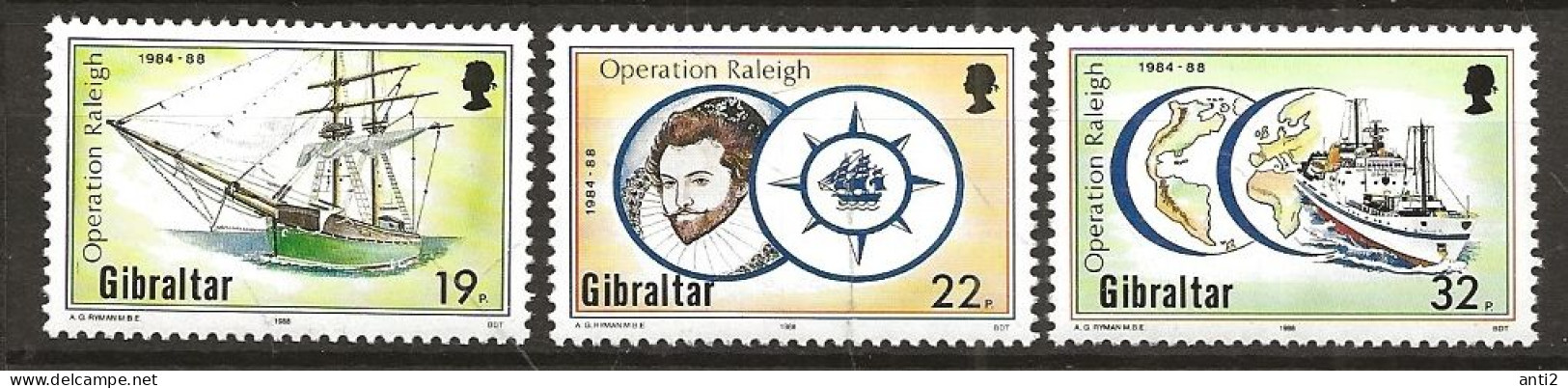 Gibraltar 1988  Operation Raleigh Research And Discovery Tour (1984-1988).  Mi 556-558 MNH(**) - Gibraltar