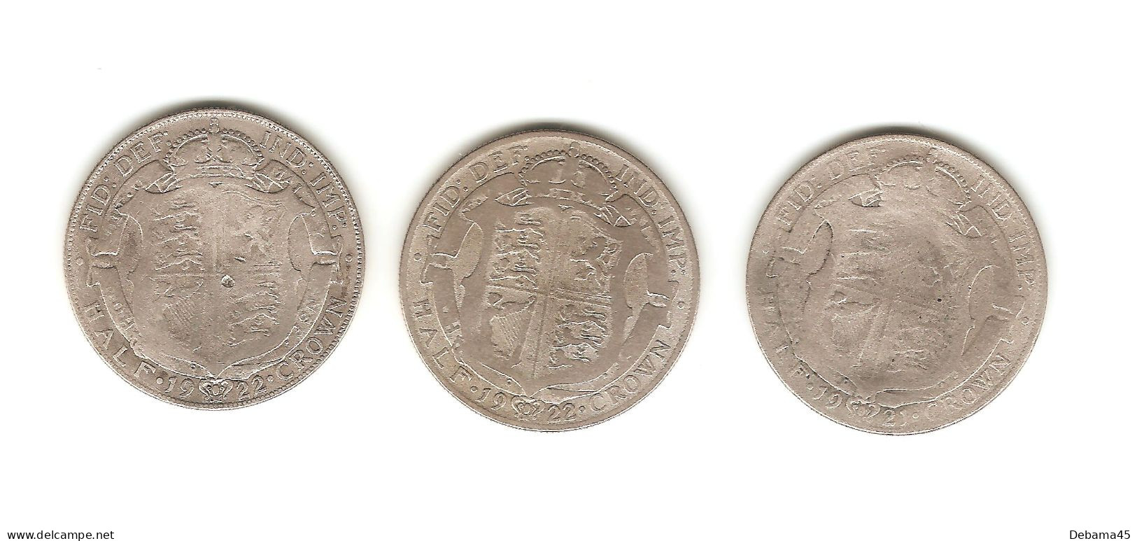 571/ Grande-Bretagne : Georges V : 3 X 1/2 Couronne : 1921 - 1922 X 2 (argent) - Otros & Sin Clasificación