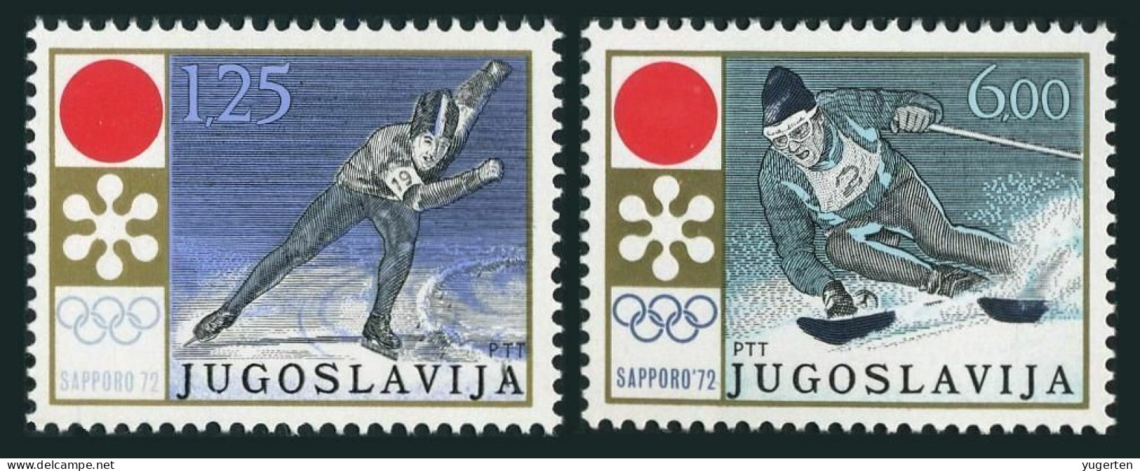 YUGOSLAVIA 1972 - 2v - MNH - Winter Olympic Games - Sapporo - Skating - Skiing - Slalom - Patinage - Ski - Skaten - Hiver 1972: Sapporo