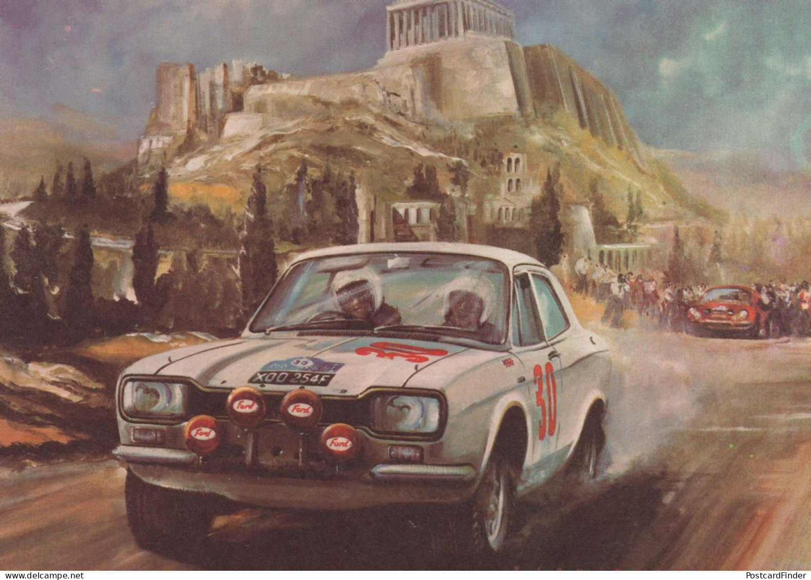 1968 Roger Clark Jim Porter Acropolis Rally Motor Racing Painting Card - Rally's