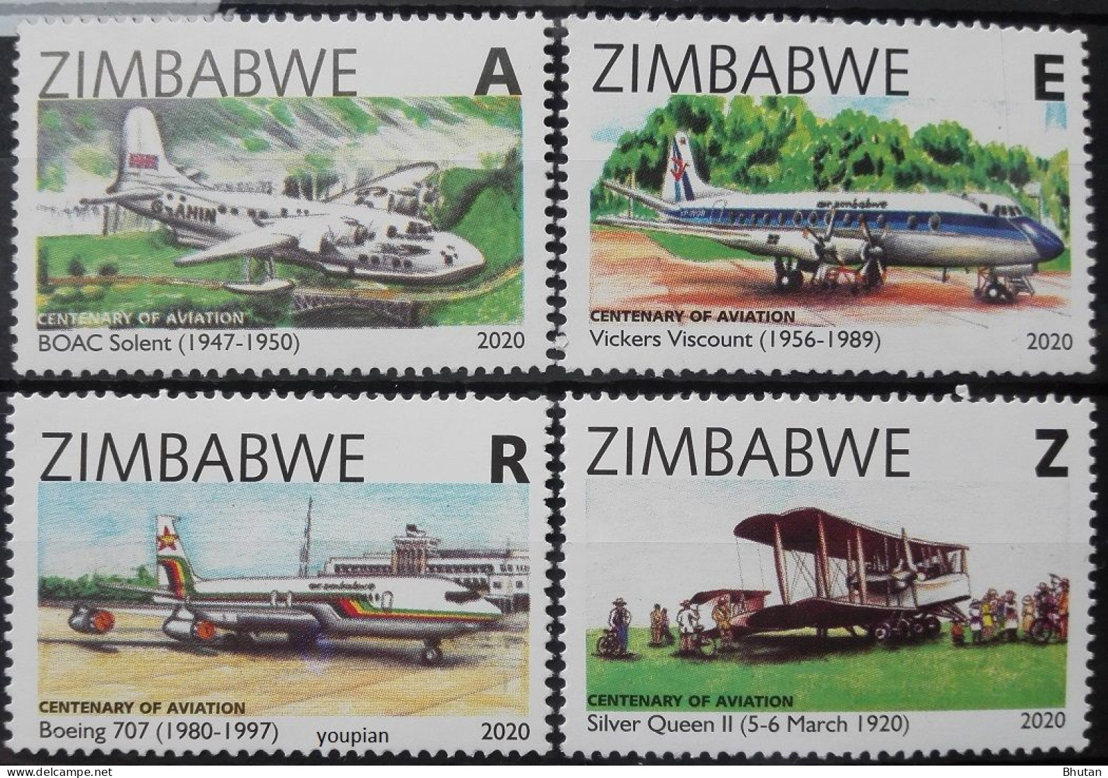 Zimbabwe 2020, Centenary Of Aviation, MNH Stamps Set - Zimbabwe (1980-...)