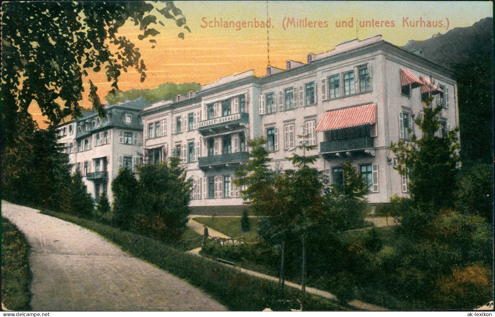 Ansichtskarte Schlangenbad Mittleres Und Unteres Kurhaus 1918 - Schlangenbad