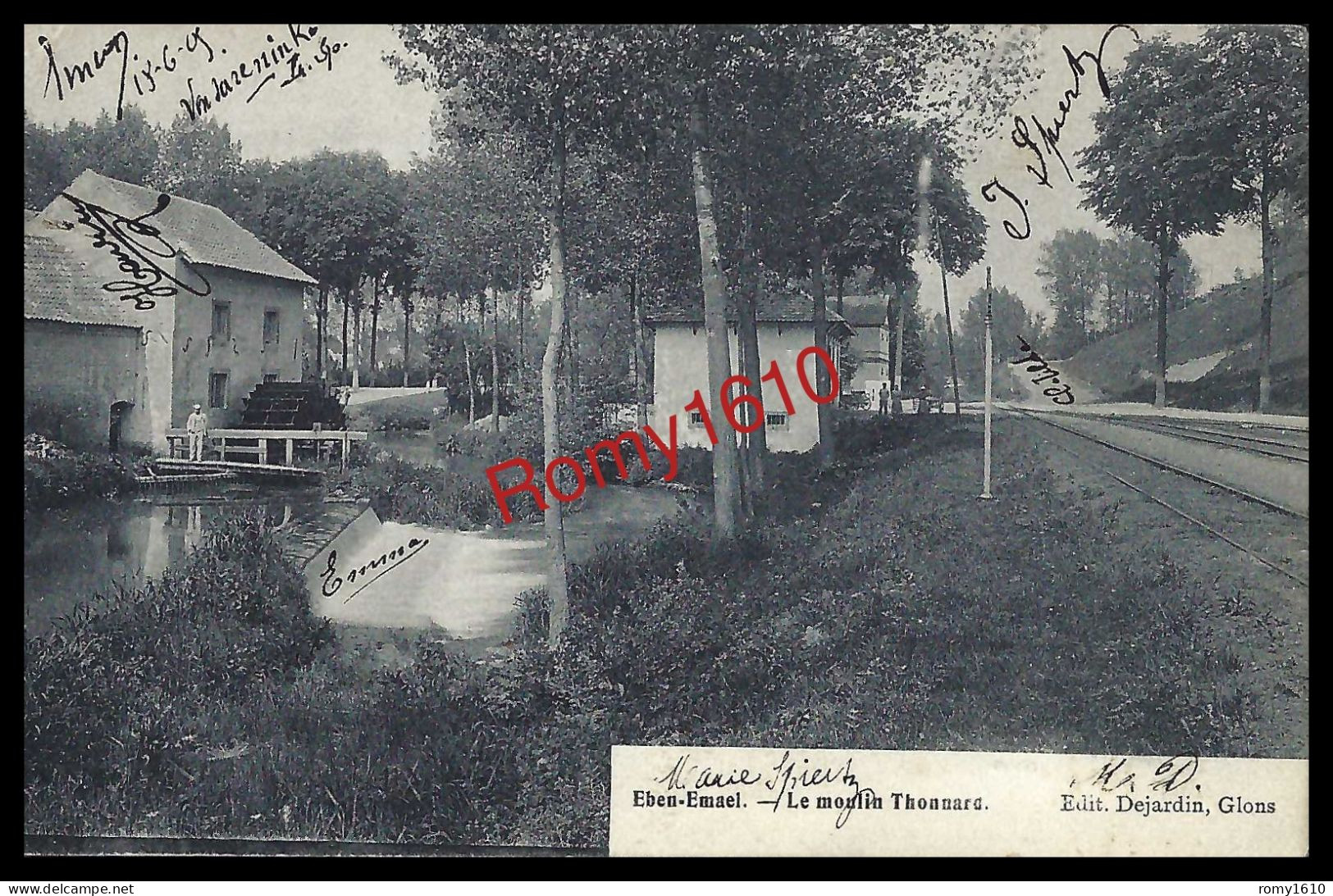 Eben-Emael.- Le Moulin Thonnard Et Chemin De Fer. Scan Recto/Verso. - Bassenge