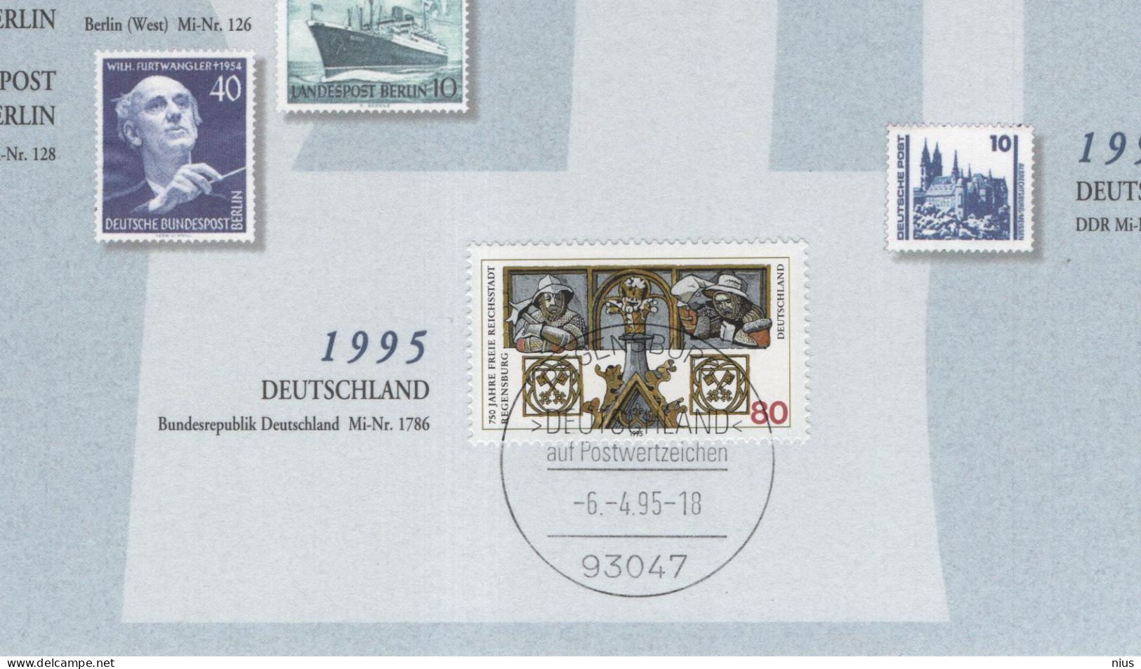 Germany Deutschland 1995 750 Jahre Freie Reichsstadt Regensburg - 1991-2000