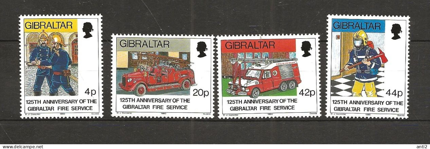 Gibraltar 1990  125th Anniversary Of The Fire Brigade.  Mi 594-597 MNH(**) - Gibraltar