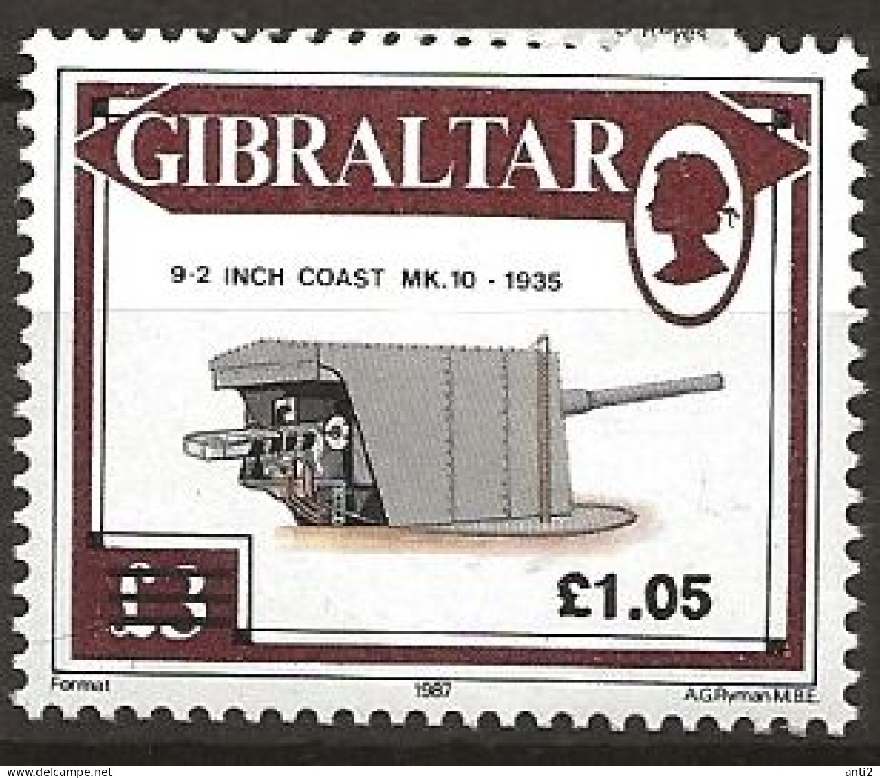 Gibraltar 1991 Definitive Stamp: Cannons  Mi 623 MNH(**) - Gibraltar