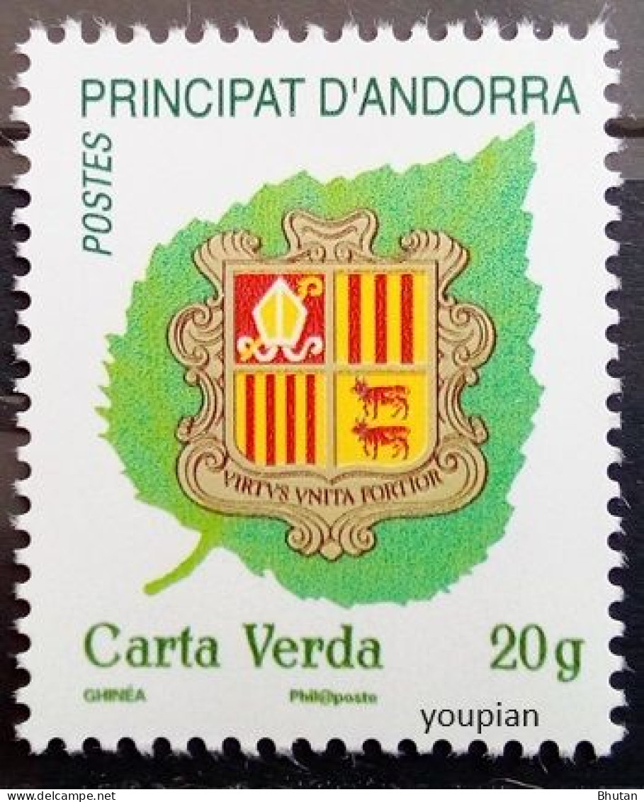 Andorra (French Post) 2010, Green Leaf And Arm Of Coats MNH Single Stamp - Nuevos