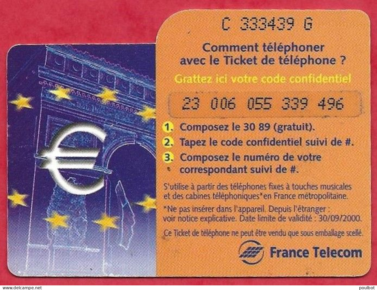 Ticket FT PU11b Moulin Code Type 5c  2/3/3/3/3   ( 30 9 2000 ) - Billetes FT