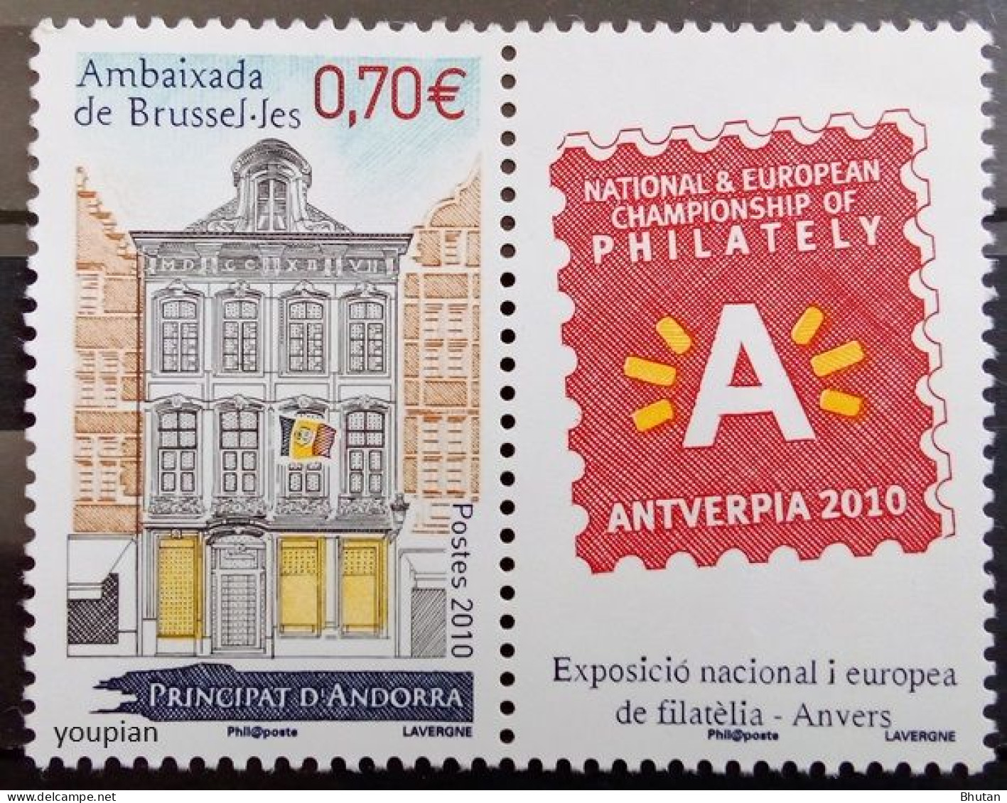 Andorra (French Post) 2010, International Stamps Exhibition In Brussels ANTVERPIA, MNH Stamps Strip - Ungebraucht