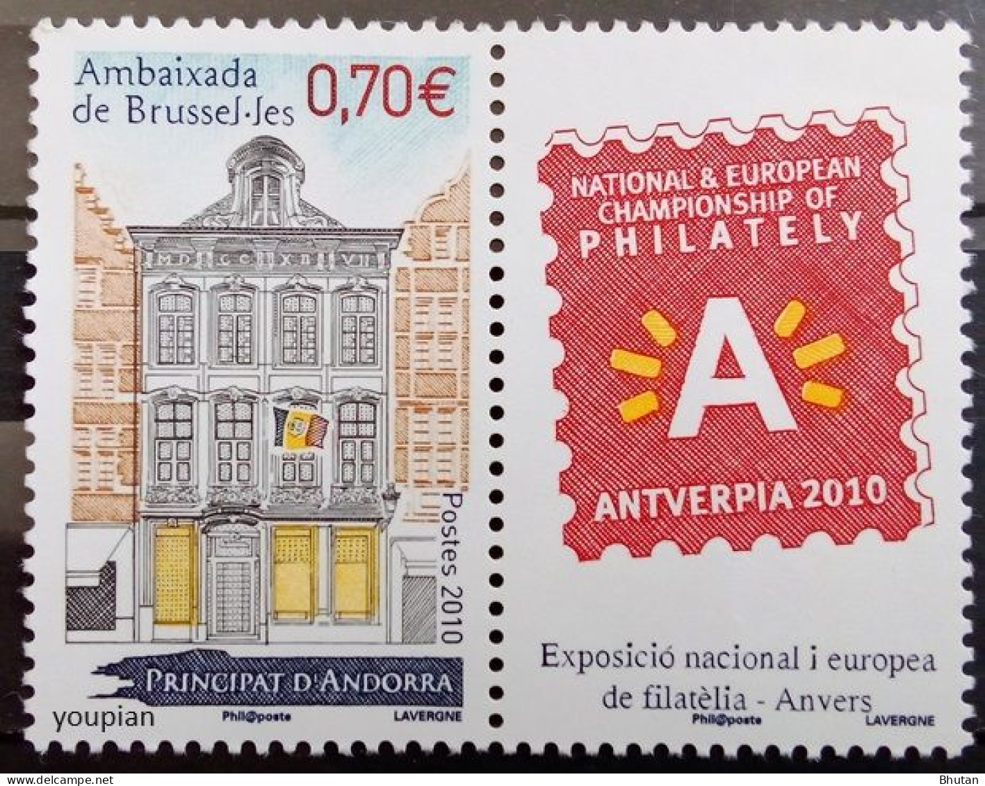 Andorra (French Post) 2010, International Stamps Exhibition In Brussels ANTVERPIA, MNH Stamps Strip - Ongebruikt