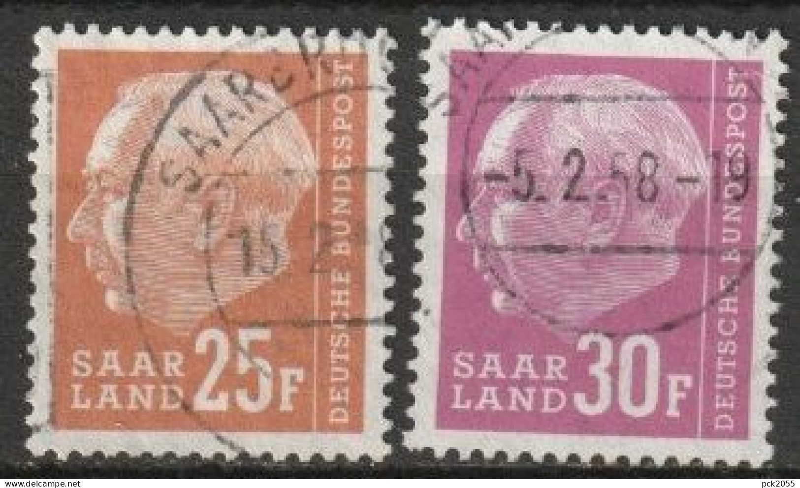 Saarland 1958 MiNr.418 - 419  O Gestempelt  Bundespräsident Theodor Heuss ( A1667/4) - Gebruikt