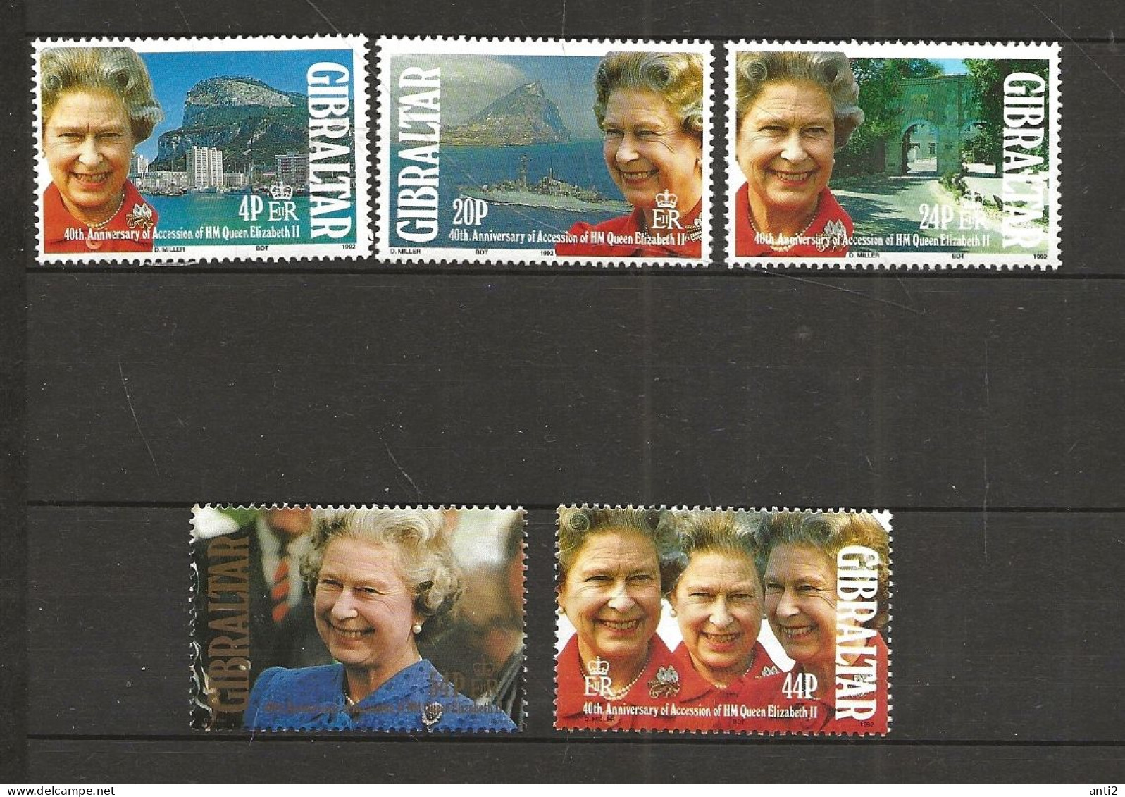 Gibraltar 1992 40th Anniversary Of Queen Elizabeth II's Accession To The Throne. Mi 633-637 MNH(**) - Gibraltar