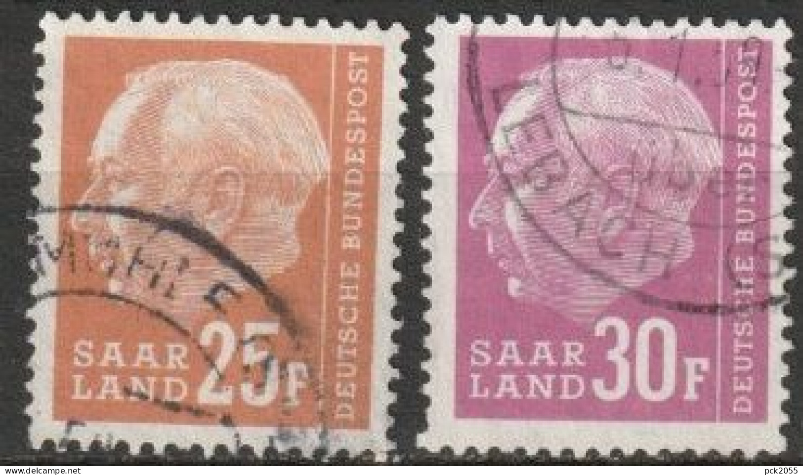 Saarland 1958 MiNr.418 - 419  O Gestempelt  Bundespräsident Theodor Heuss ( A1701) - Oblitérés