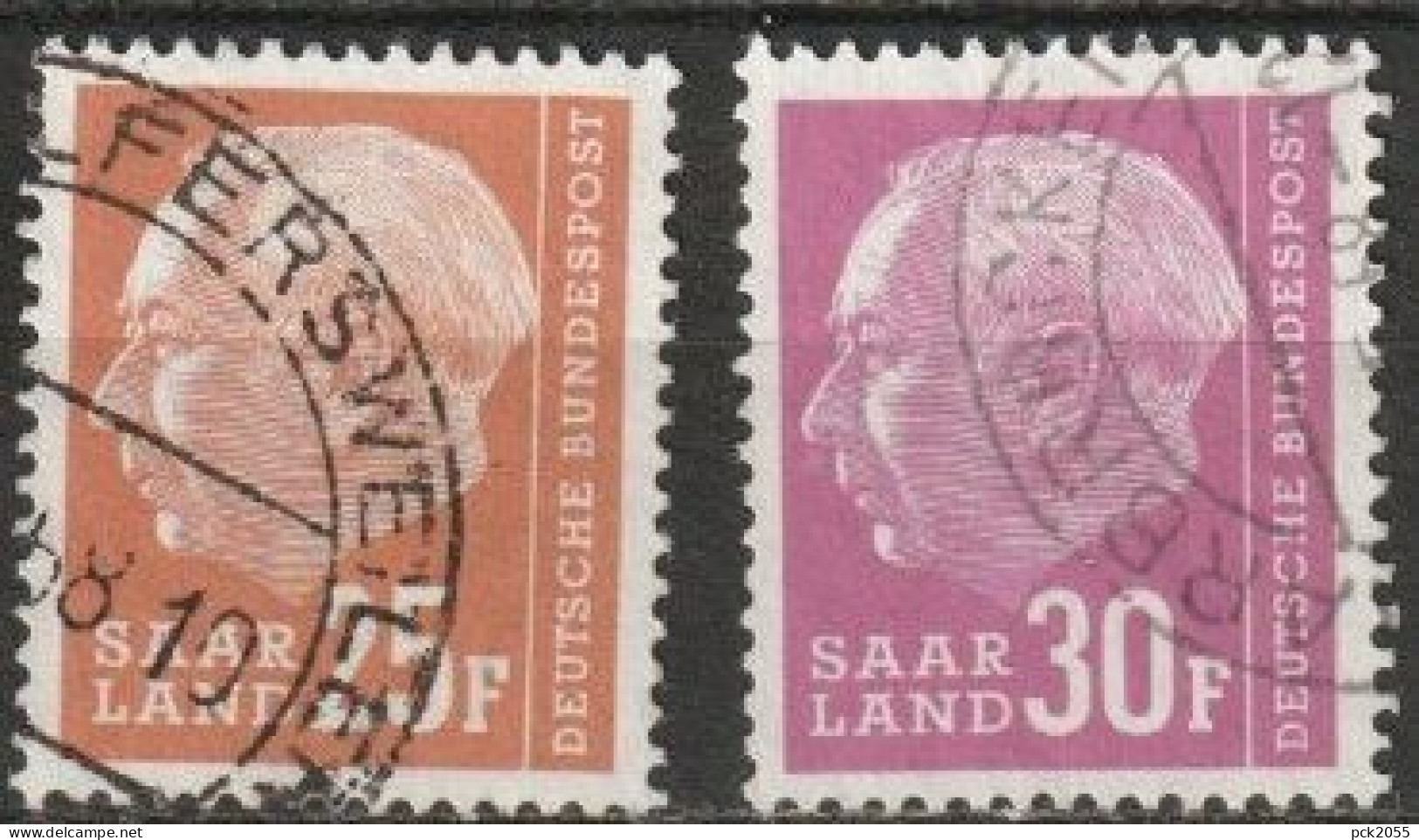 Saarland 1958 MiNr.418 - 419  O Gestempelt  Bundespräsident Theodor Heuss ( A1696) - Usati