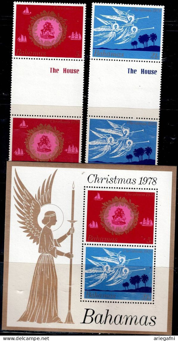 BAHAMAS 1978 CHRISTMAS SET OF PAIR WITH GUTTER MI No 434-5+ BLOCK 25 MNH VF!! - Bahamas (1973-...)