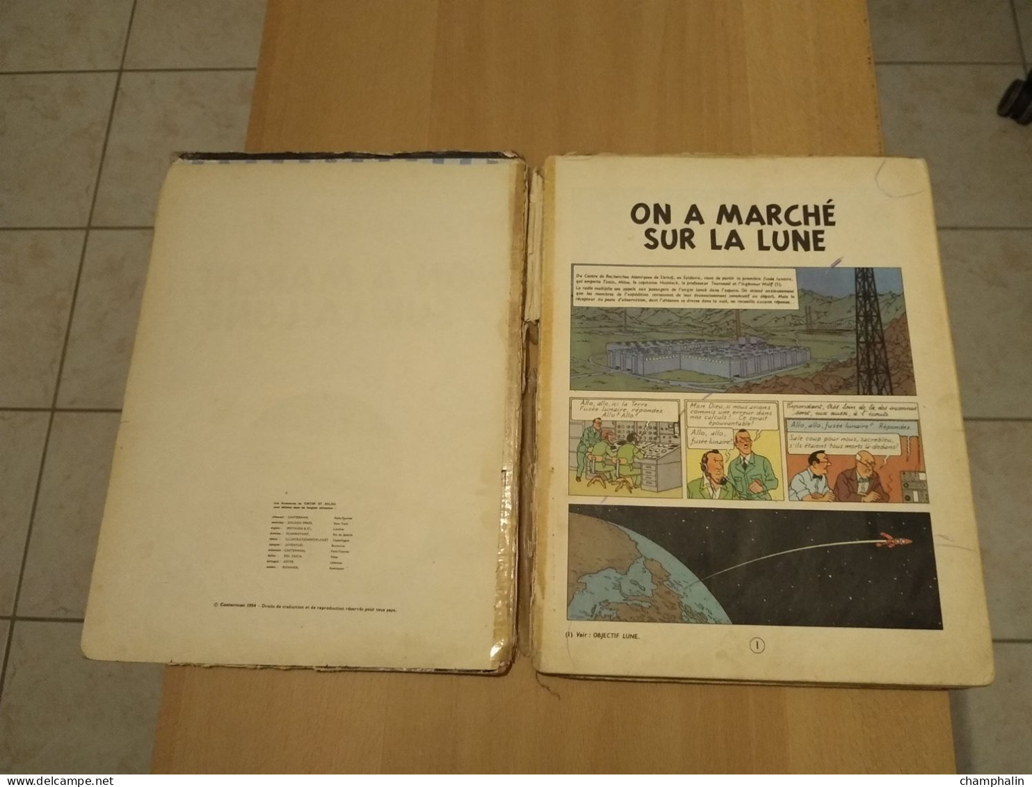 Hergé - Les Aventures de Tintin - On a marché sur la Lune - Ed Casterman Réf Série B 36 (1966) - Voir état & description