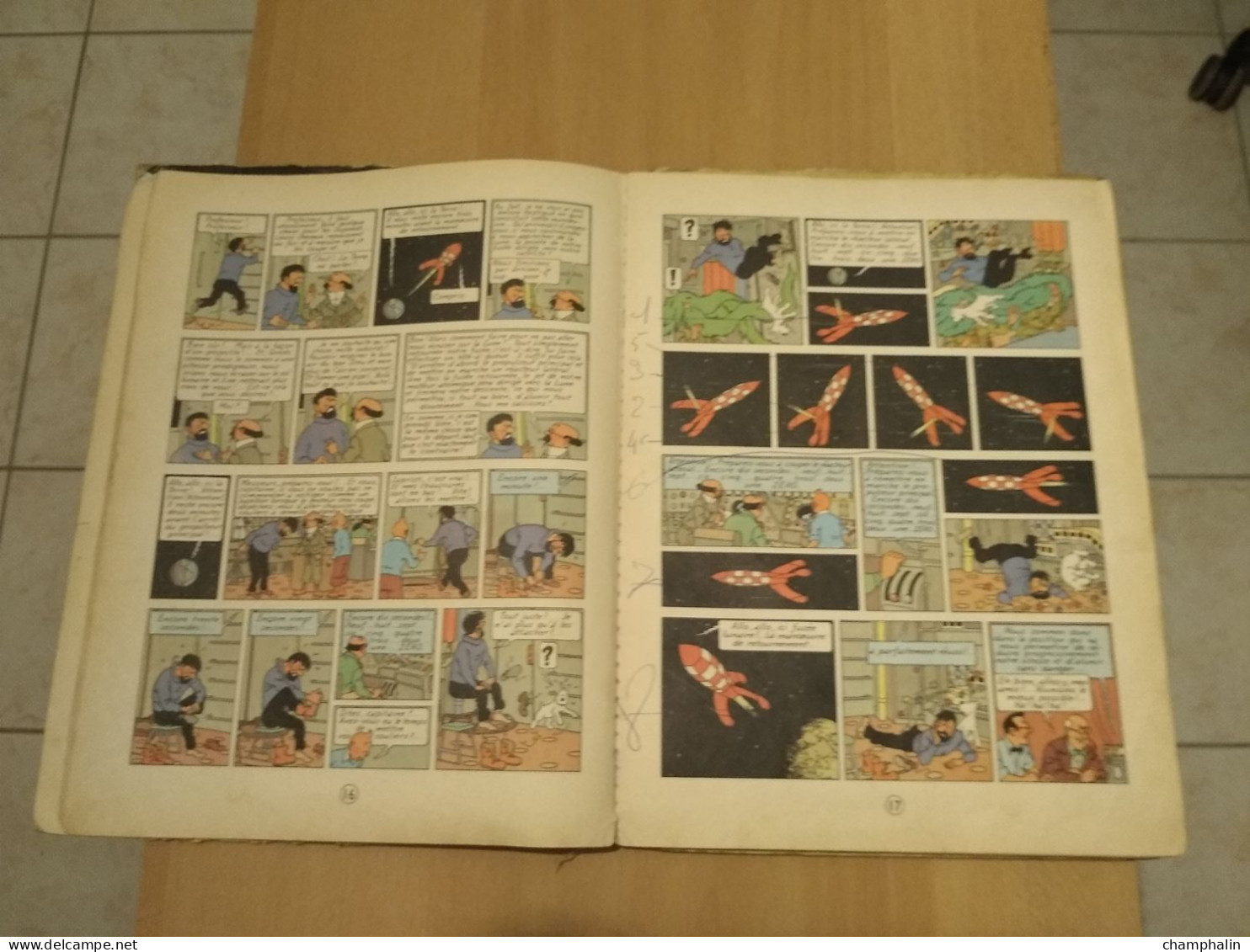 Hergé - Les Aventures de Tintin - On a marché sur la Lune - Ed Casterman Réf Série B 36 (1966) - Voir état & description