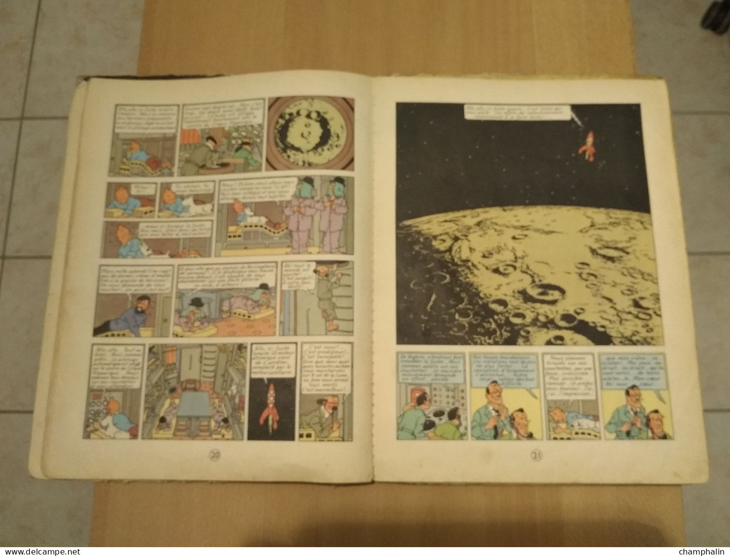 Hergé - Les Aventures de Tintin - On a marché sur la Lune - Ed Casterman Réf Série B 36 (1966) - Voir état & description