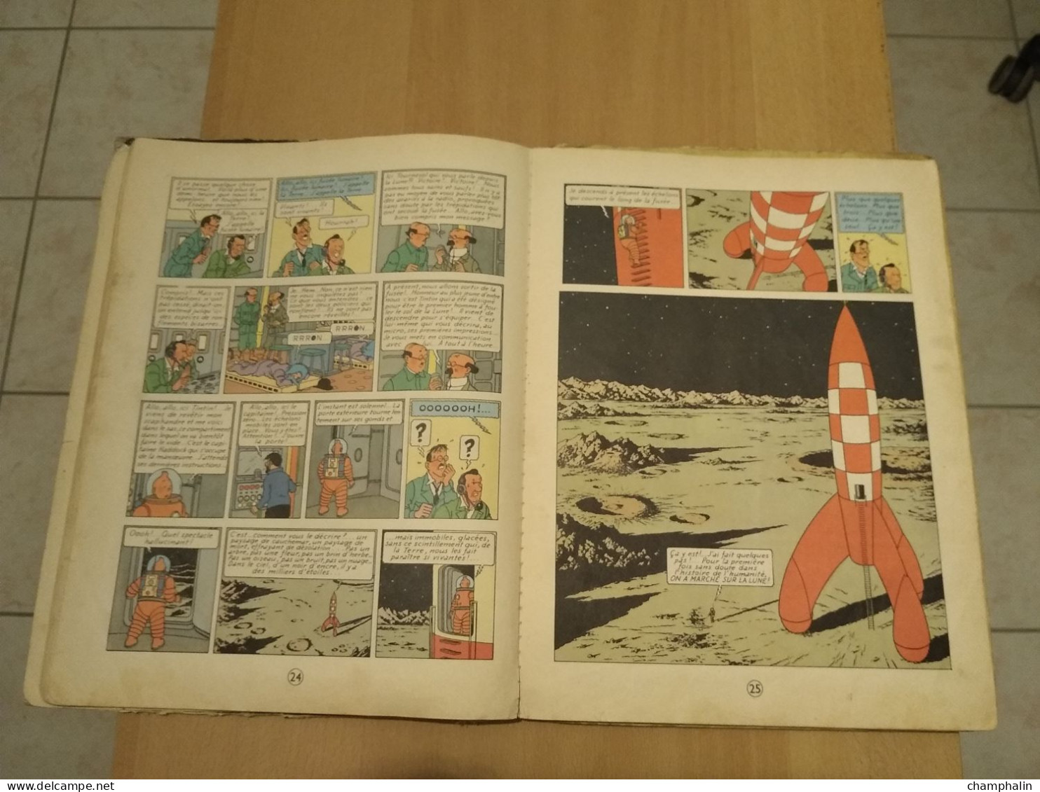 Hergé - Les Aventures de Tintin - On a marché sur la Lune - Ed Casterman Réf Série B 36 (1966) - Voir état & description