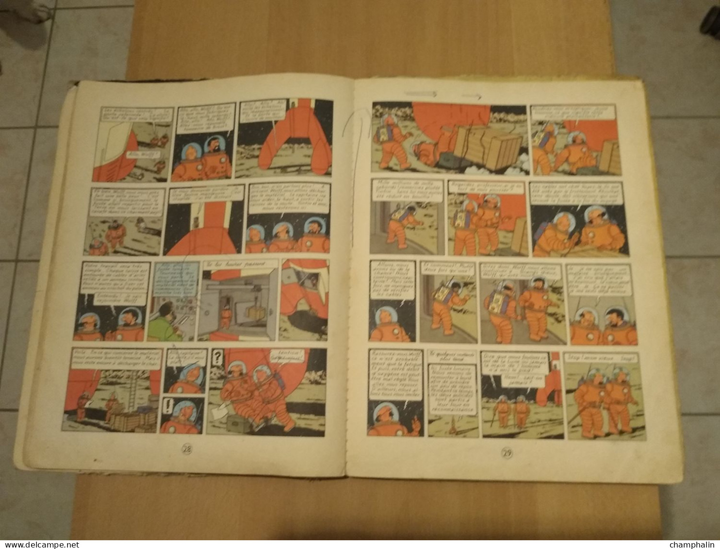 Hergé - Les Aventures de Tintin - On a marché sur la Lune - Ed Casterman Réf Série B 36 (1966) - Voir état & description