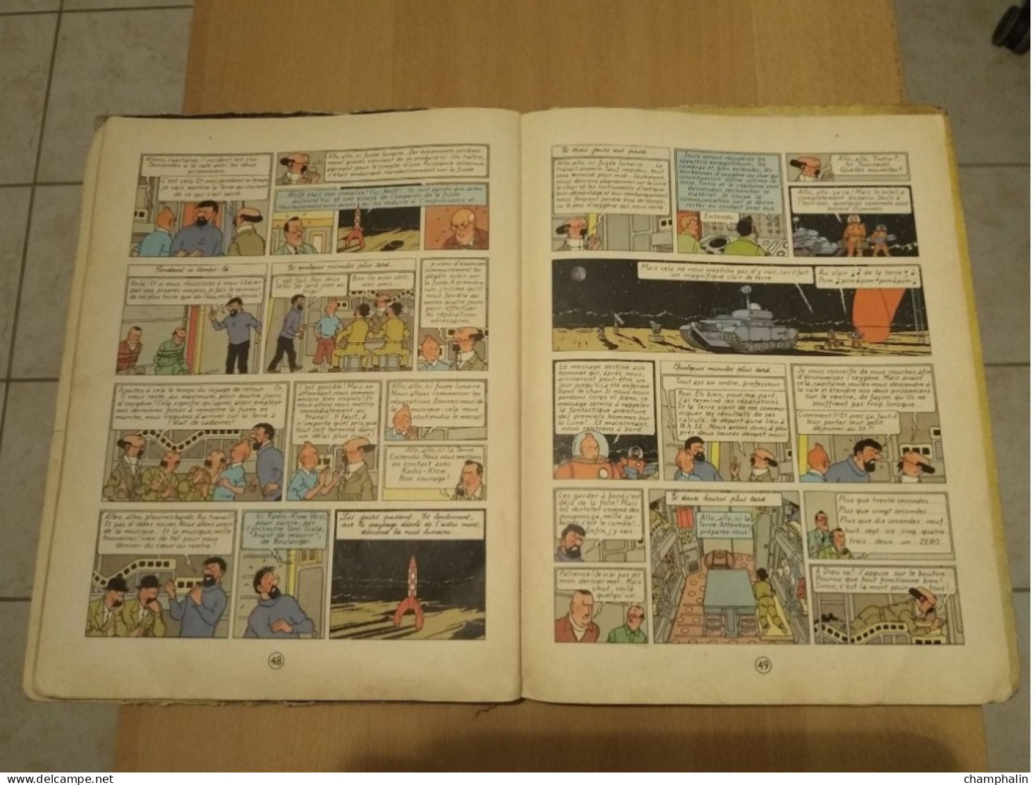 Hergé - Les Aventures de Tintin - On a marché sur la Lune - Ed Casterman Réf Série B 36 (1966) - Voir état & description