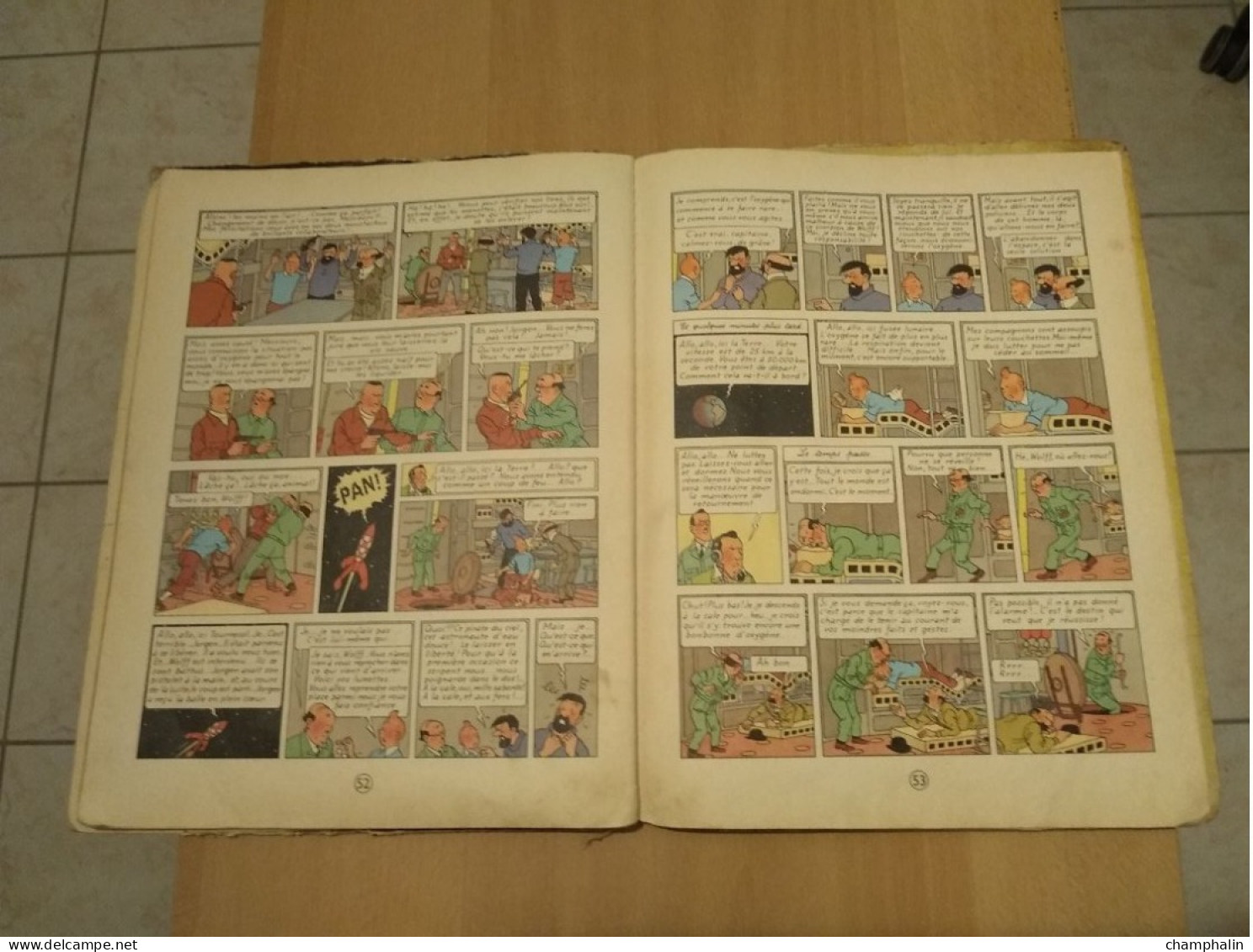 Hergé - Les Aventures de Tintin - On a marché sur la Lune - Ed Casterman Réf Série B 36 (1966) - Voir état & description