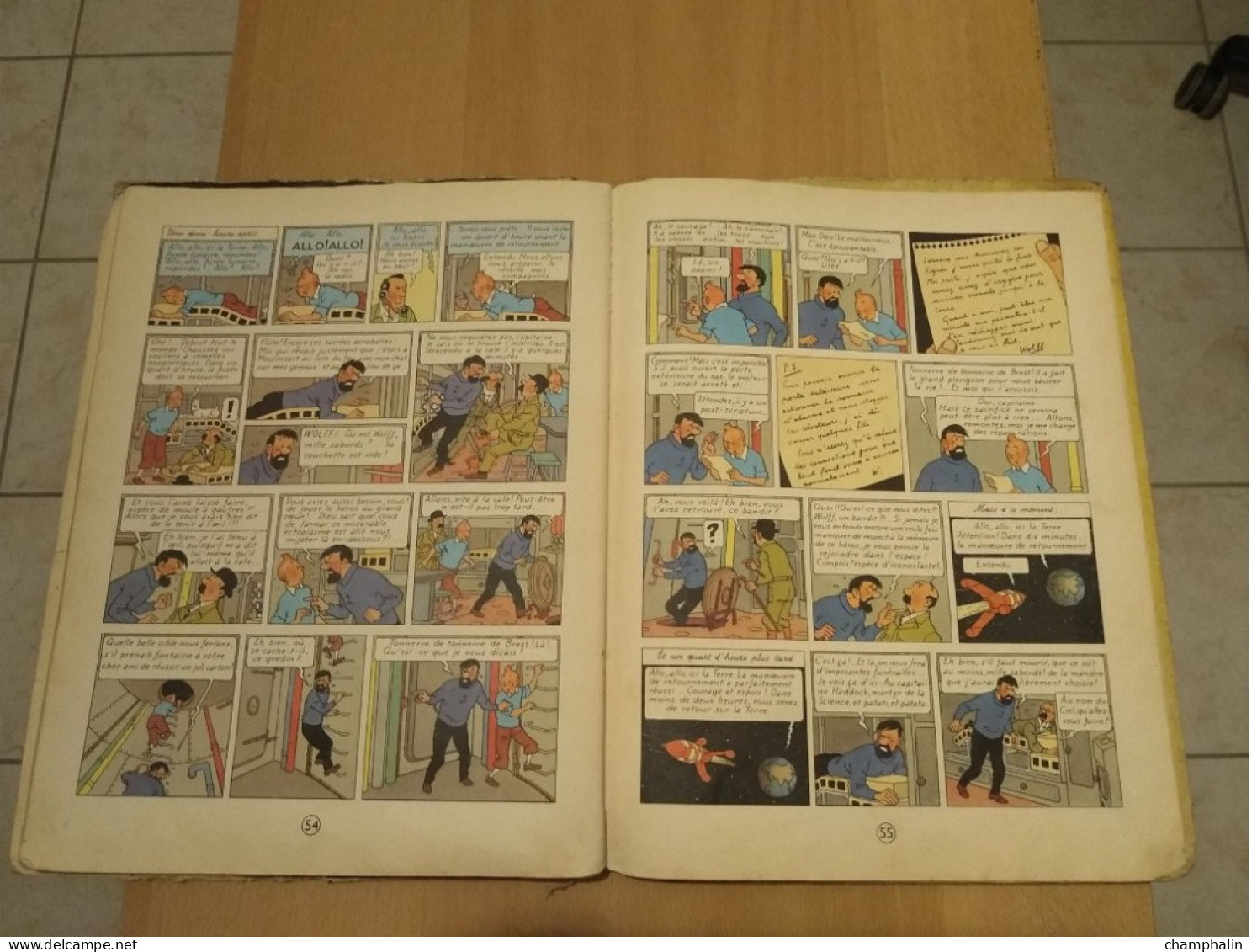 Hergé - Les Aventures de Tintin - On a marché sur la Lune - Ed Casterman Réf Série B 36 (1966) - Voir état & description